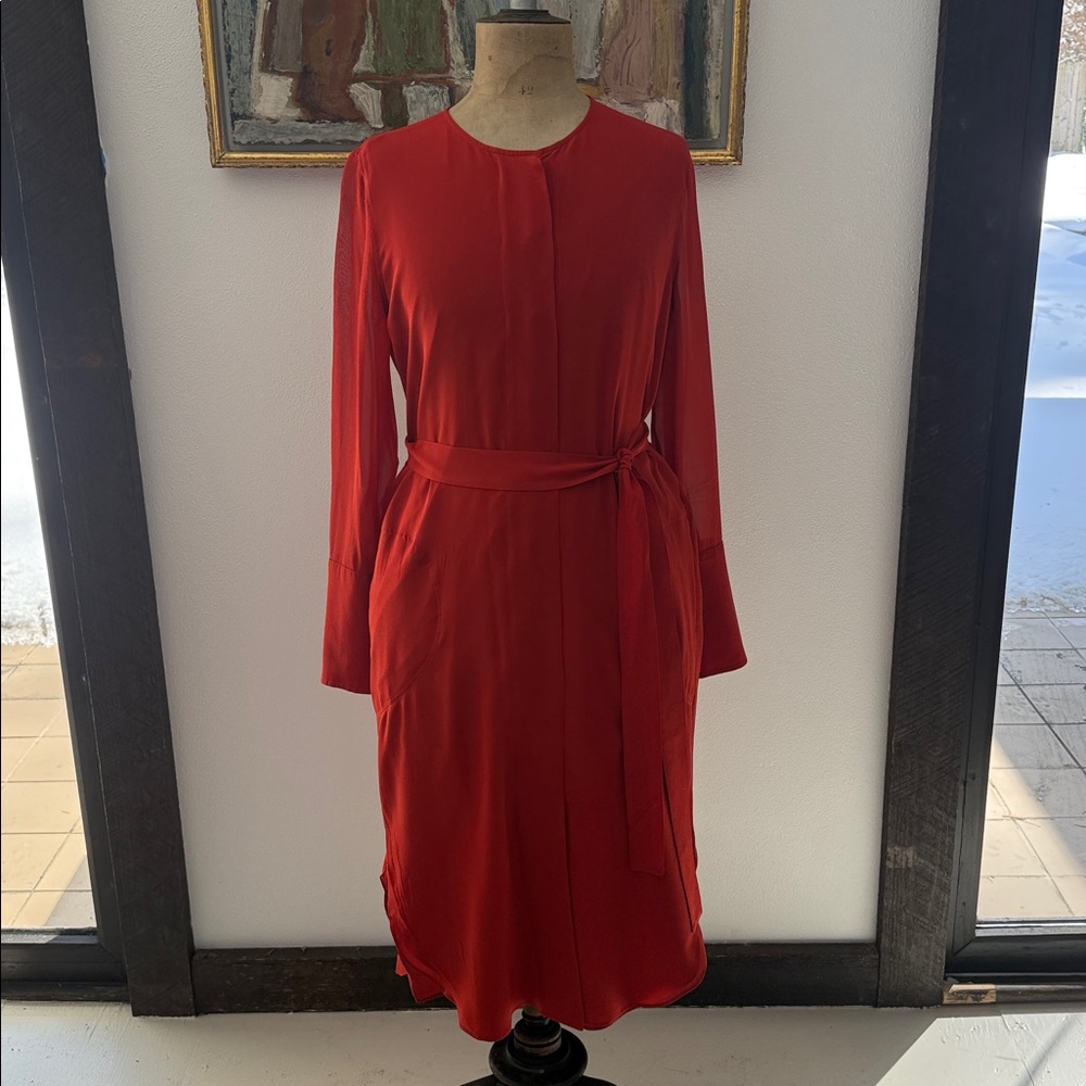 CLUB MONACO Elegant Red Long Sleeve Dress